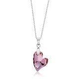 Antique Pink Heart Pendant Necklace with Chain Created with Swarovski® Crystals